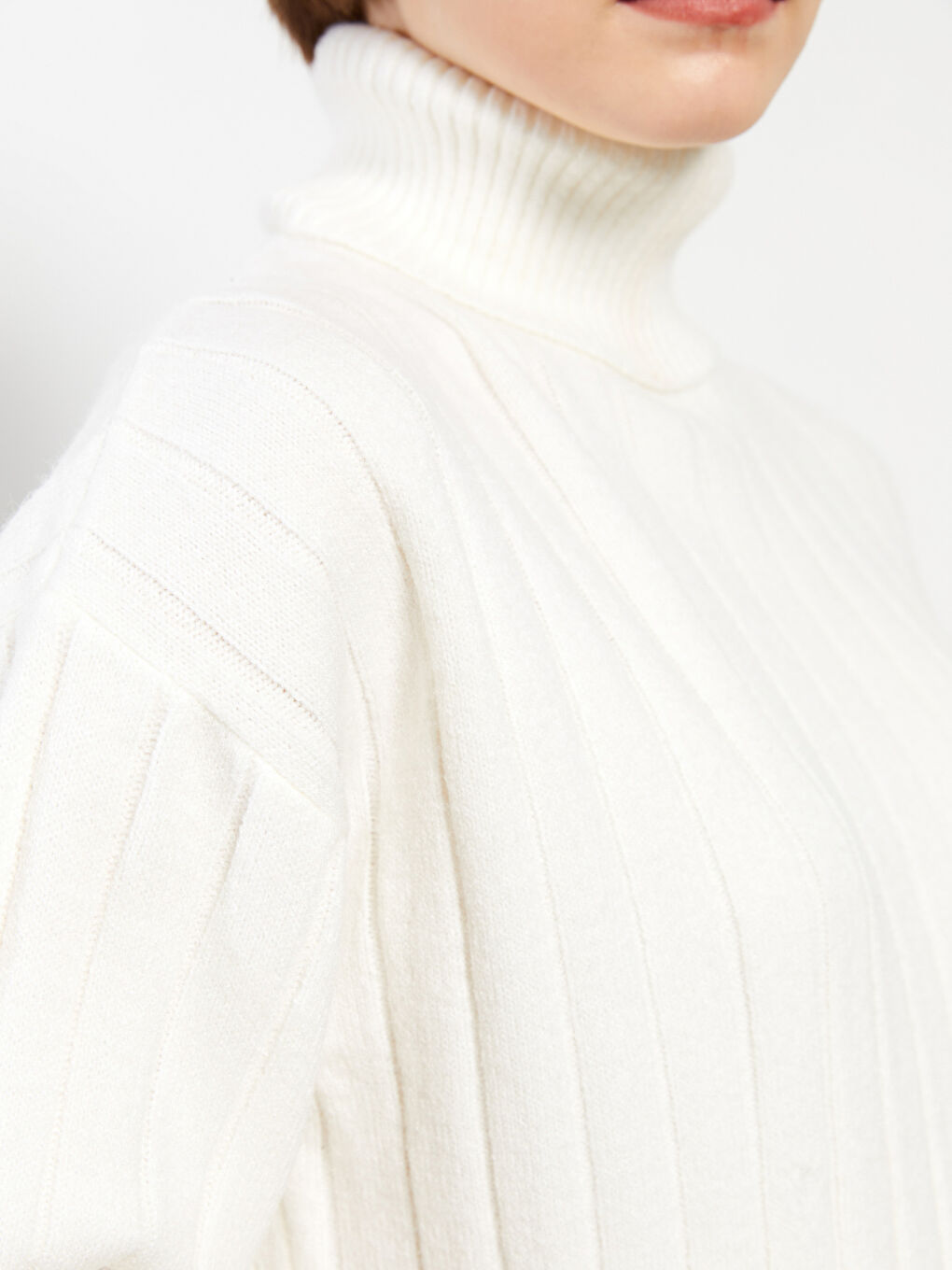 LCW Vision Rollkragen Selbstgemustert Langarm Für Damen Strickpullover -W2BO64Z8-R9J