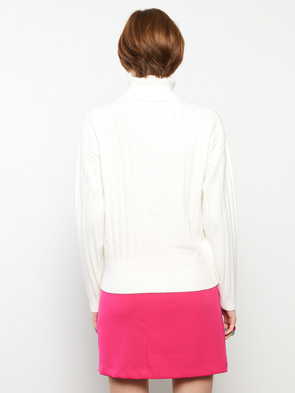 LCW Vision Rollkragen Selbstgemustert Langarm Für Damen Strickpullover -W2BO64Z8-R9J