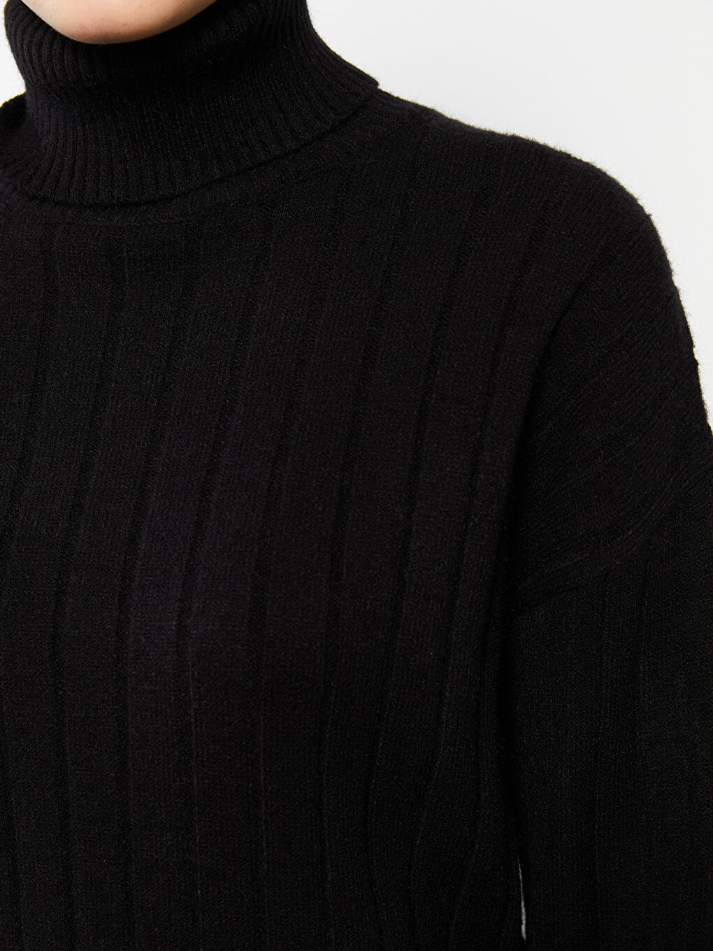 LCW Vision Turtleneck Self Patterned Long Sleeve Women's Tricot Sweater -W2BO64Z8-RQN