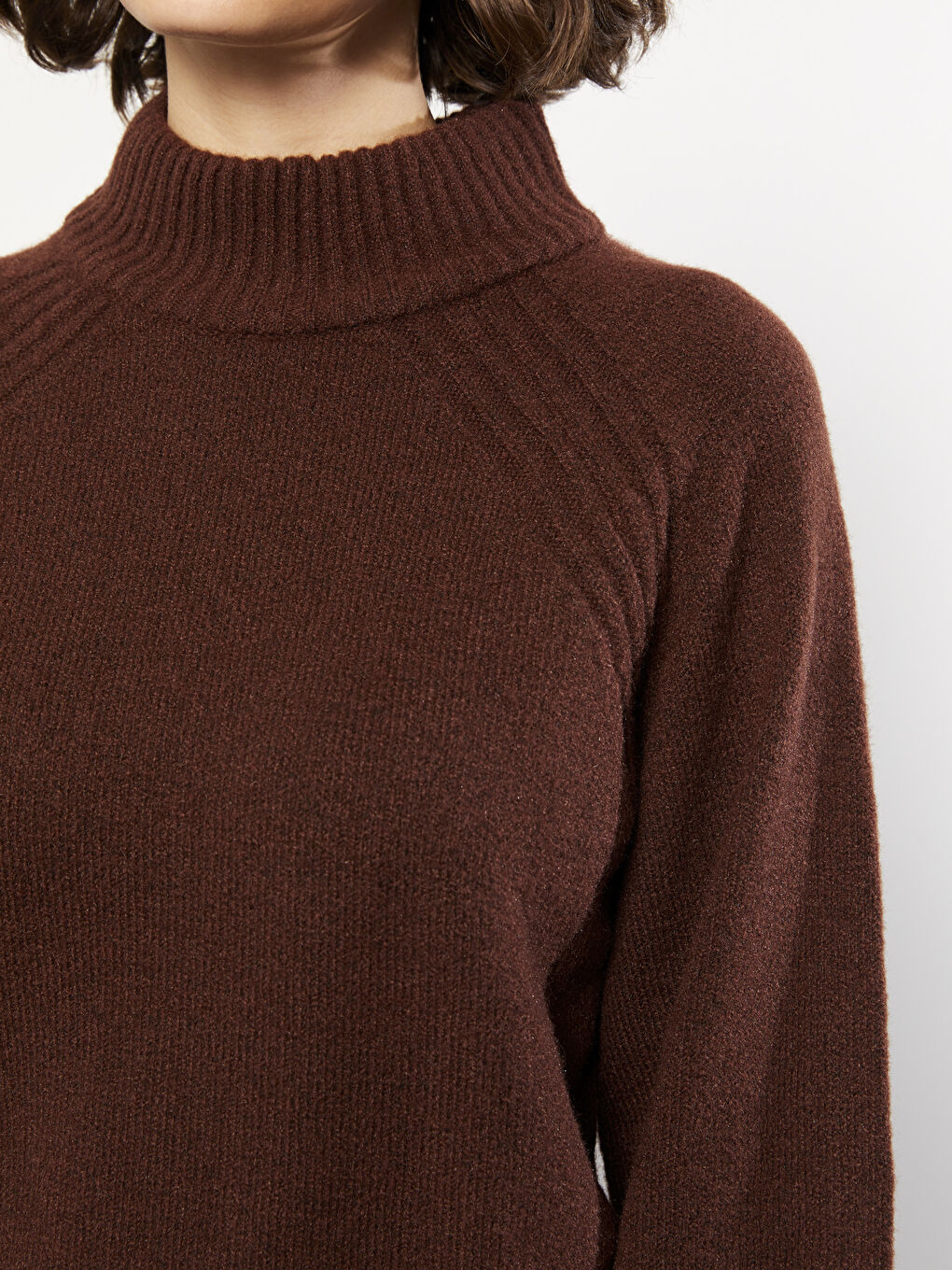 Half Turtleneck Self Patterned Long Sleeve Women's Tricot Sweater-2