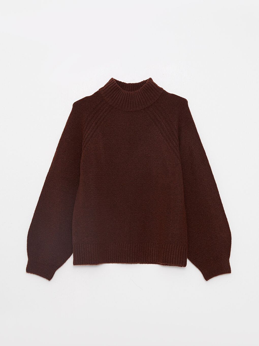 Half Turtleneck Self Patterned Long Sleeve Women's Tricot Sweater-4