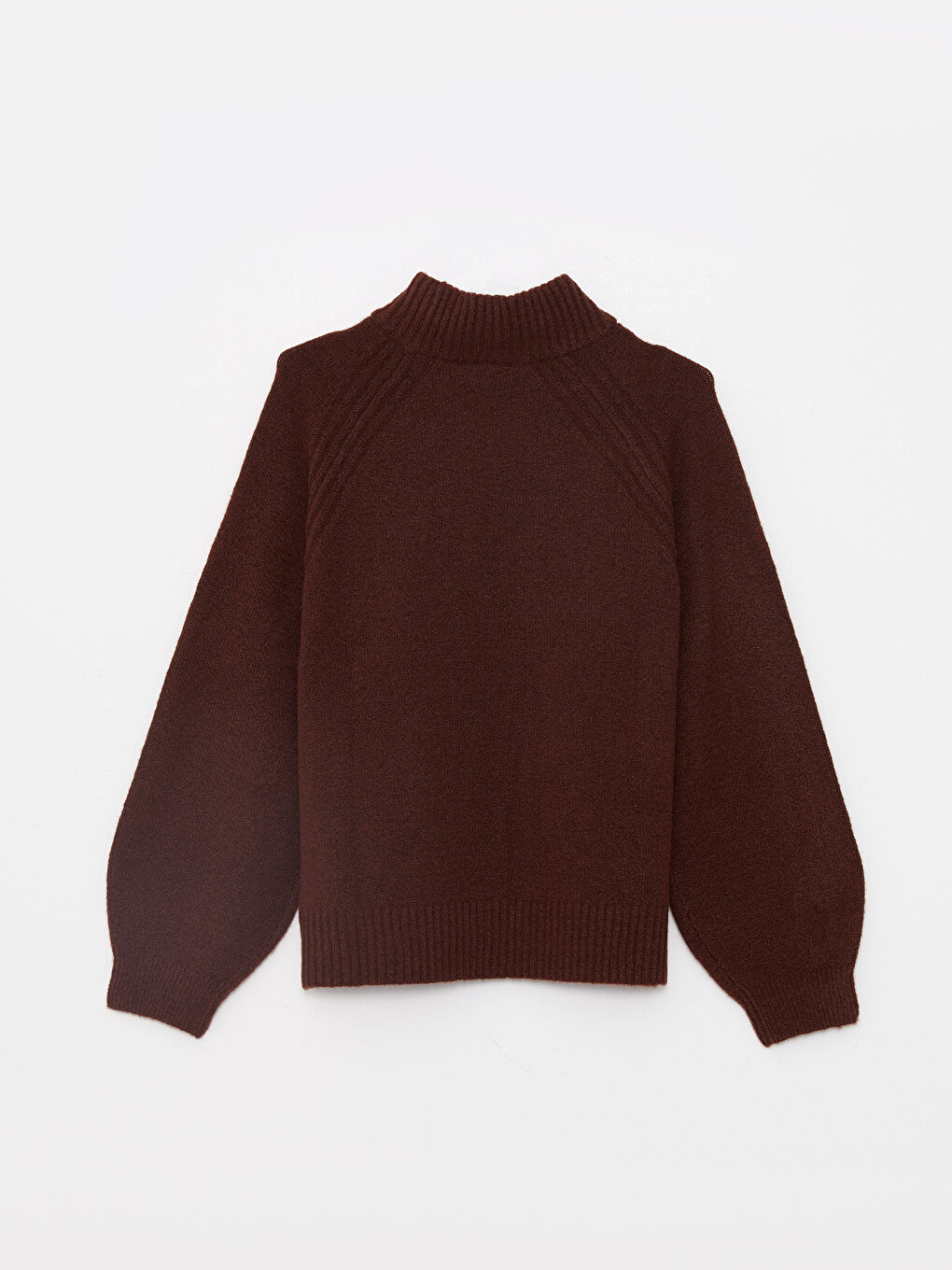 Half Turtleneck Self Patterned Long Sleeve Women's Tricot Sweater-5