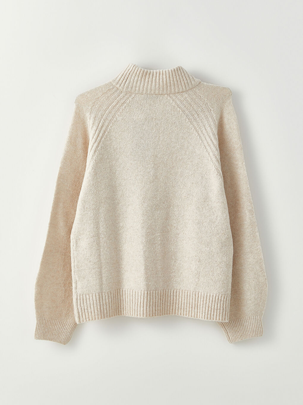 Half Turtleneck Self Patterned Long Sleeve Women's Tricot Sweater-6