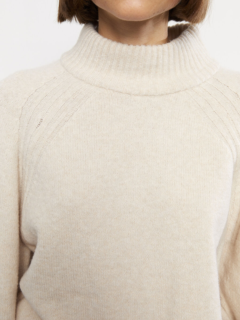 Half Turtleneck Self Patterned Long Sleeve Women's Tricot Sweater-3