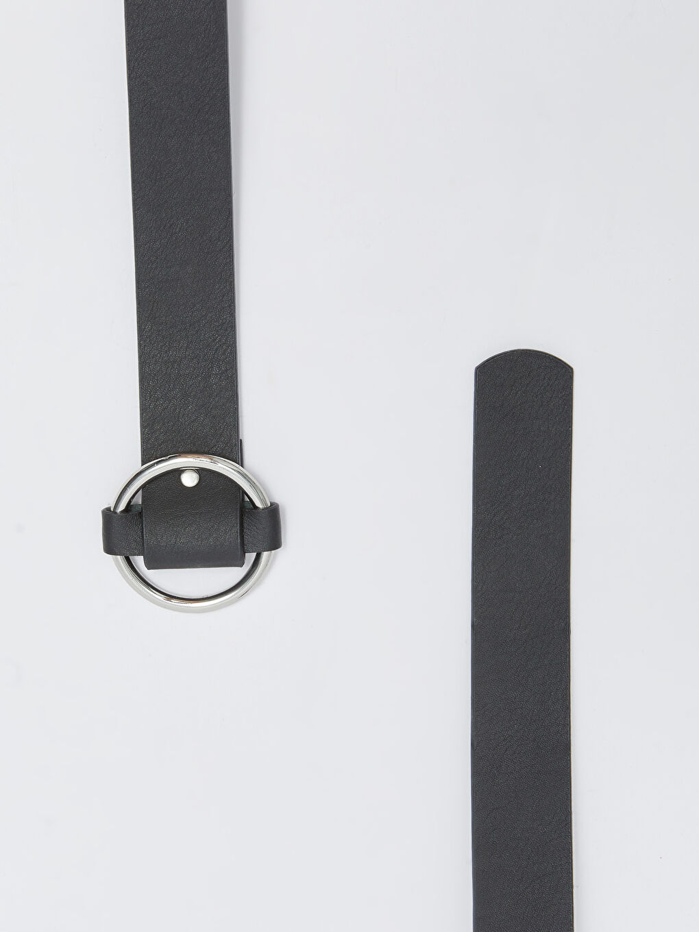 Siyah Düz Deri Görünümlü Kadın Kemer-2