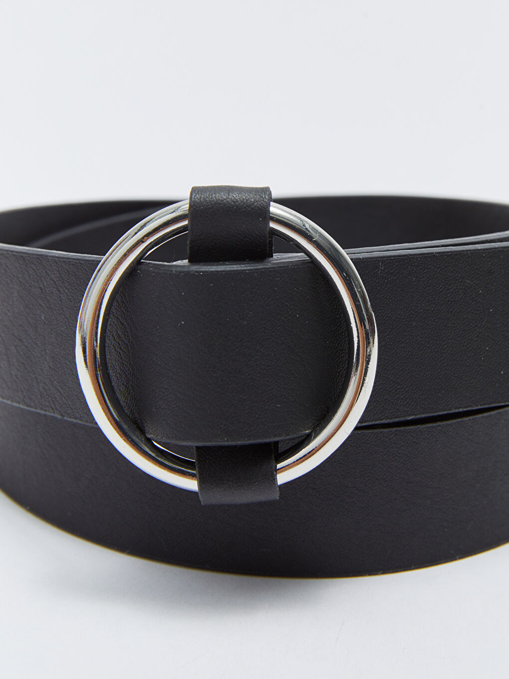 Siyah Düz Deri Görünümlü Kadın Kemer-3