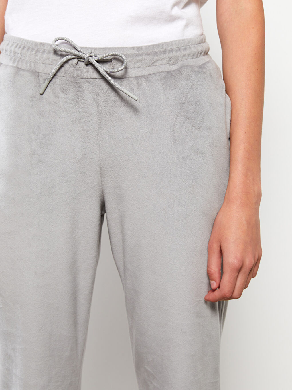 Pantaloni de Trening Jogger de Damă din Catifea cu Talie Elastică-2