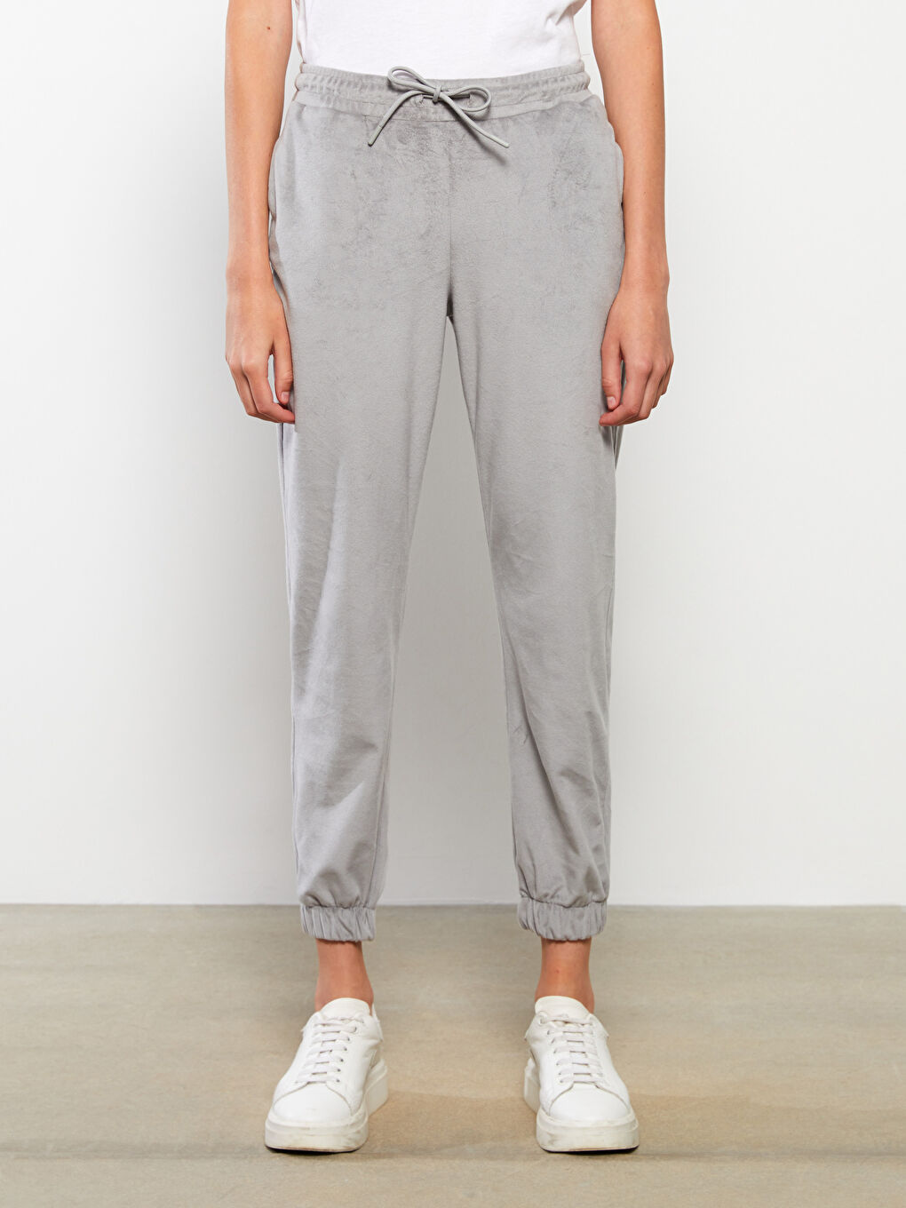 Pantaloni de Trening Jogger de Damă din Catifea cu Talie Elastică-4