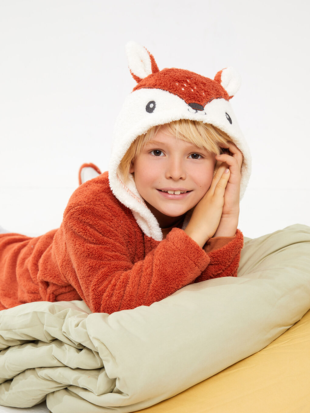 Robe de chambre garçon en velours doux à manches longues-3