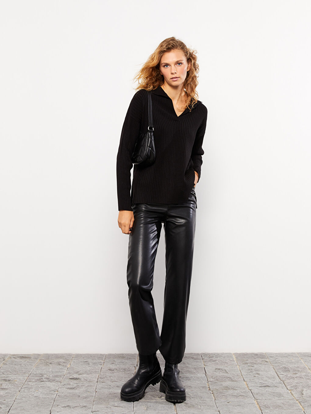 Pulover Tricotat cu Guler Polo pentru Femei