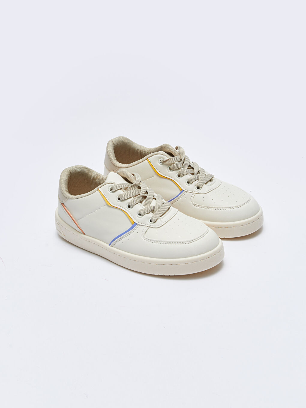 Ekru Bağcıklı Kadın Günlük Spor Ayakkabı