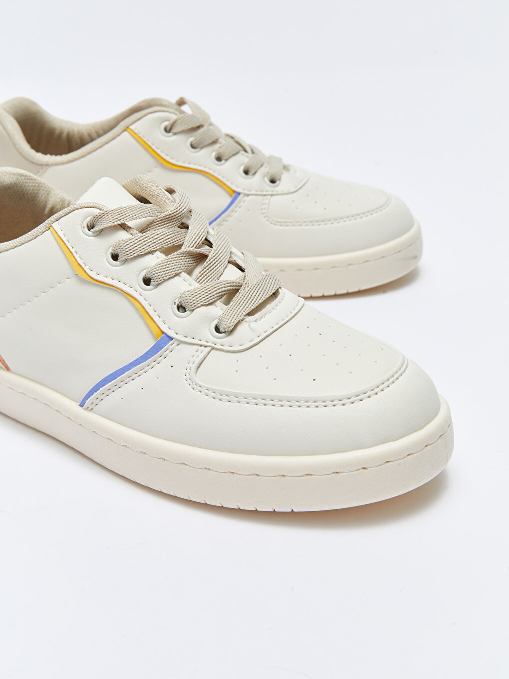 Ekru Bağcıklı Kadın Günlük Spor Ayakkabı-2