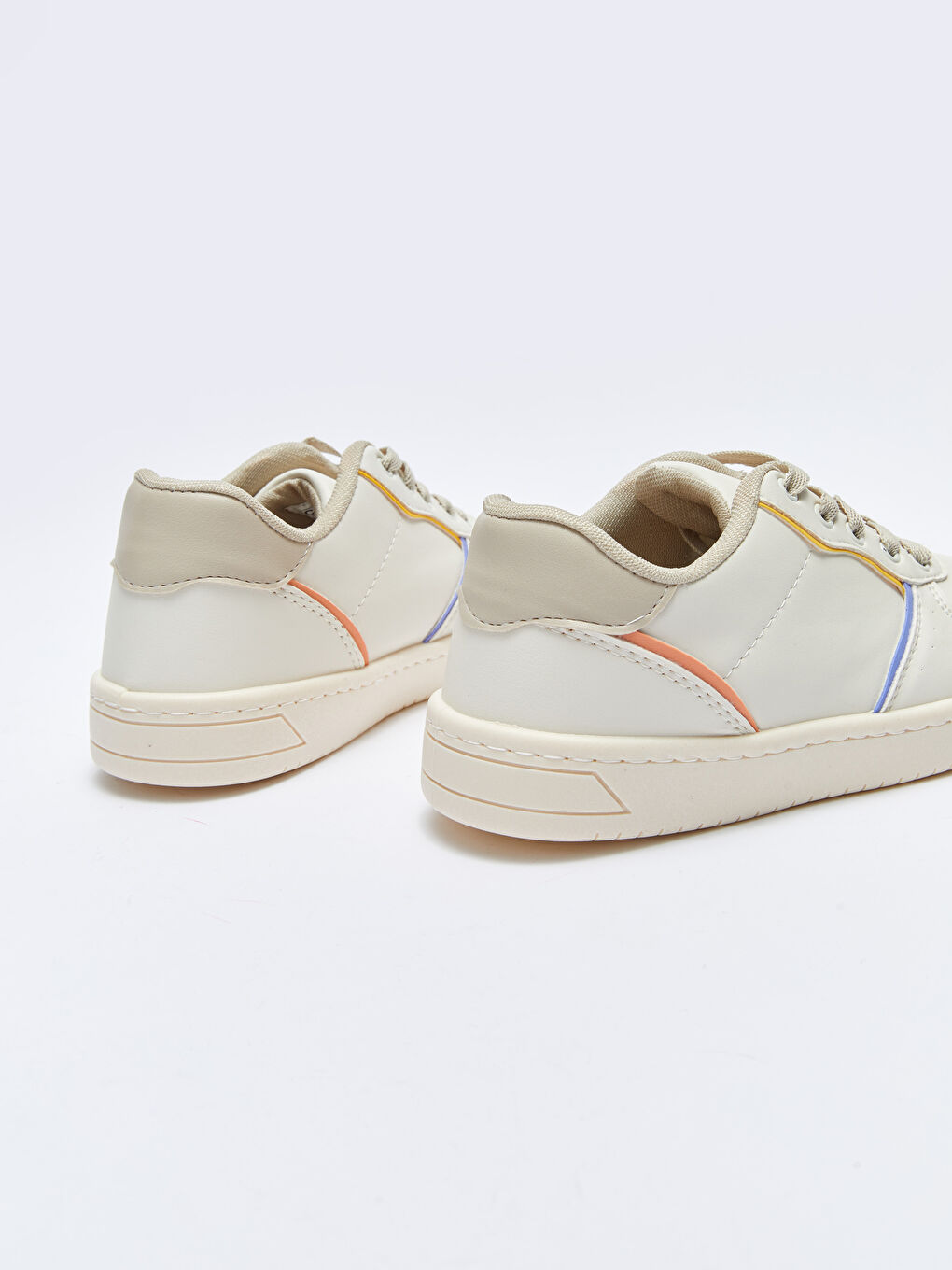 Ekru Bağcıklı Kadın Günlük Spor Ayakkabı-4