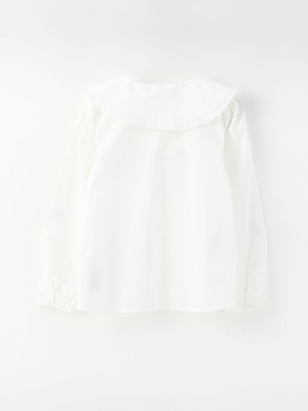 Baby Collar Embroidered Long Sleeve Poplin Girl Shirt-4