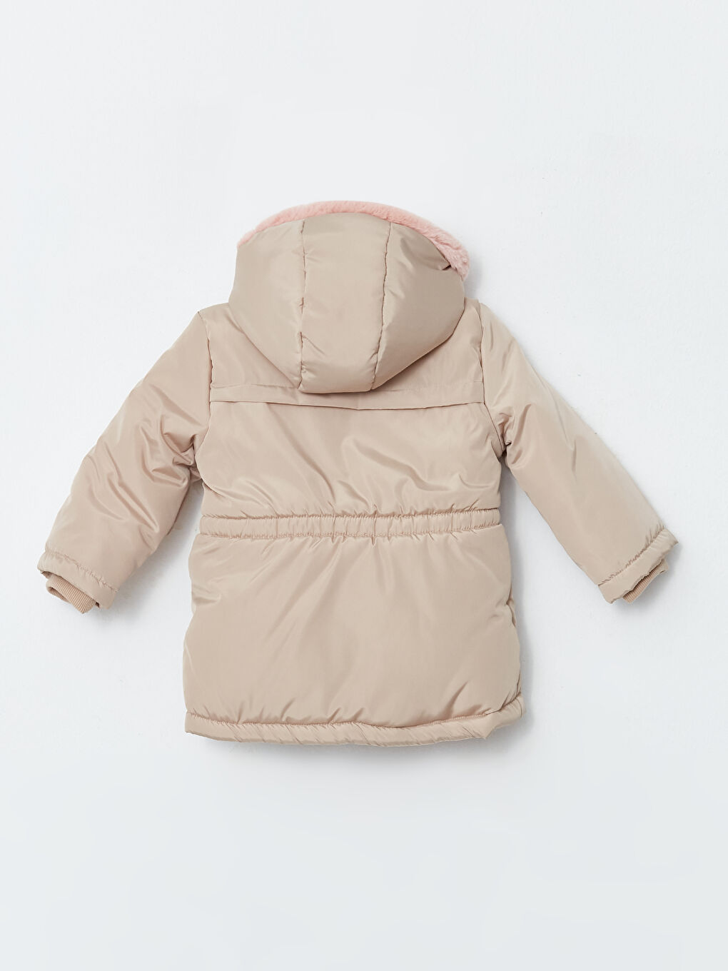 LCW baby Bej Kapüşonlu Uzun Kollu Kız Bebek Mont - 1