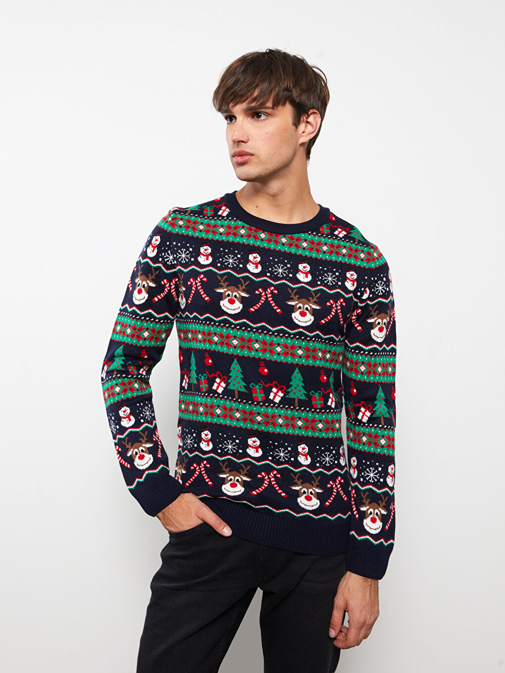 Lacivert Bisiklet Yaka Erkek Triko Kazak