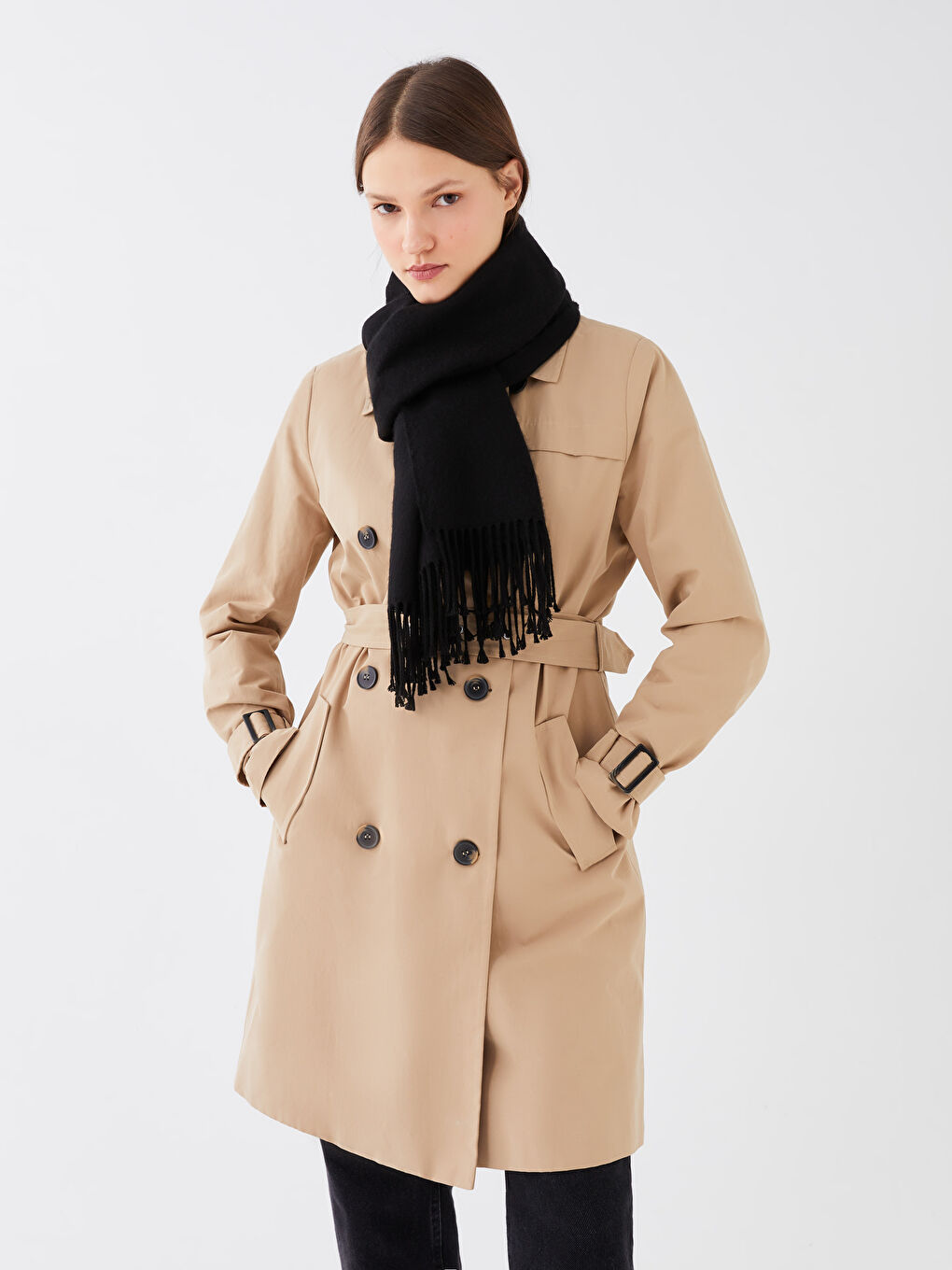 سكارف سادة بشراشيب للسيدات