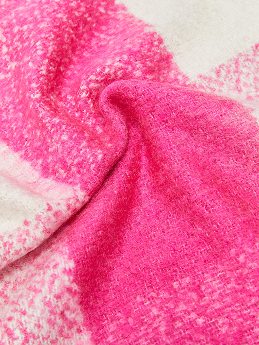 Pembe Ekose Desenli Saçaklı Kadın Atkı-6