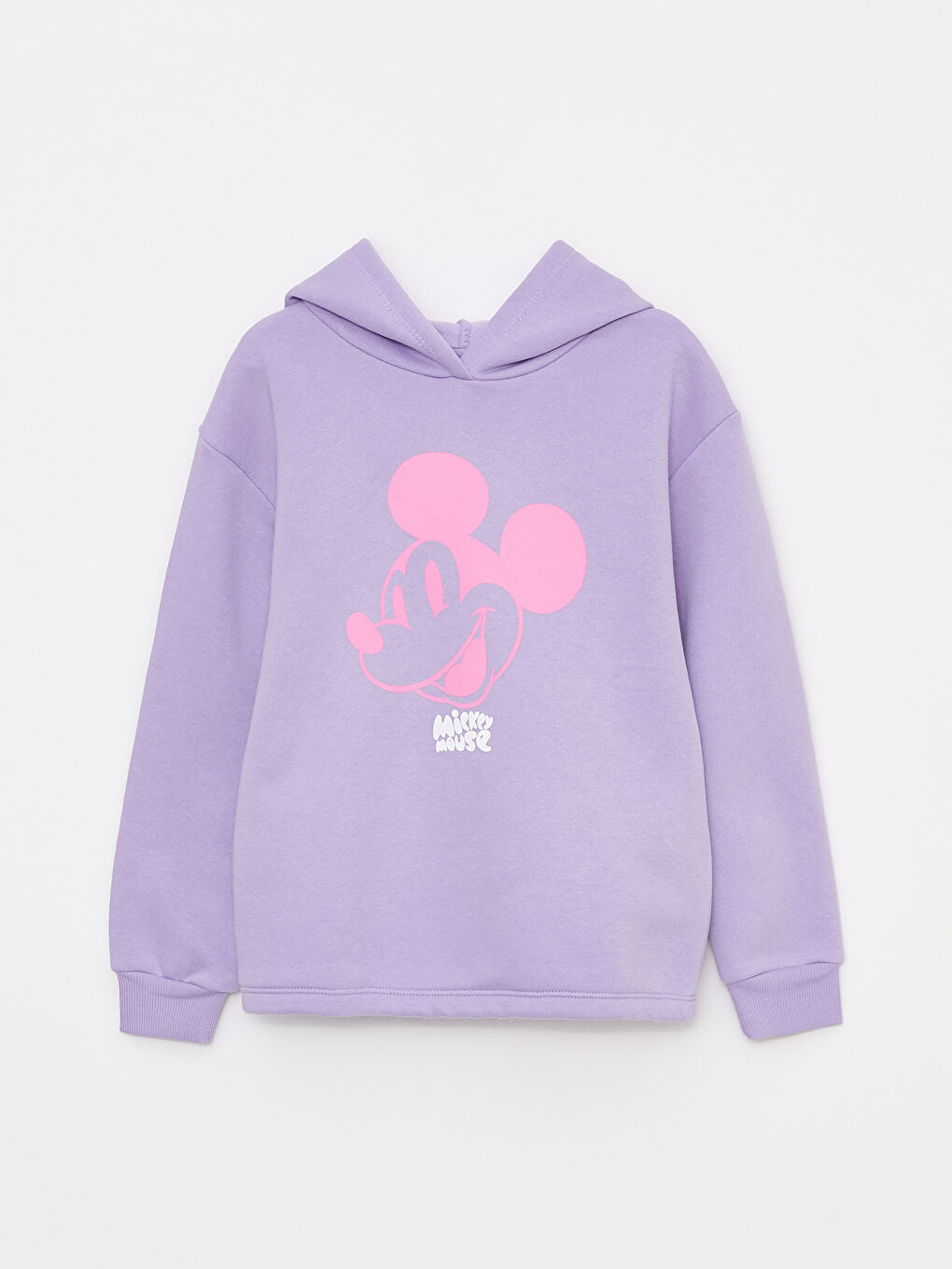 LCW Kids Lila Kapüşonlu Mickey Mouse Baskılı Uzun Kollu Kız Çocuk Sweatshirt