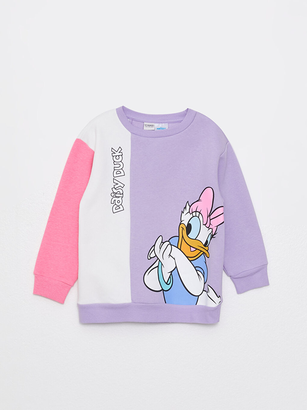 Crew Neck Daisy Duck Printed Long Sleeve Girls' Sweatshirt