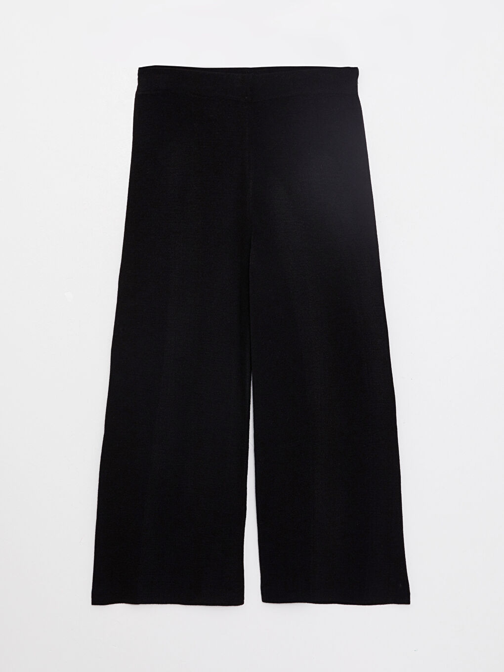 Siyah Kadın Beli Lastikli Düz Triko Pantolon-5