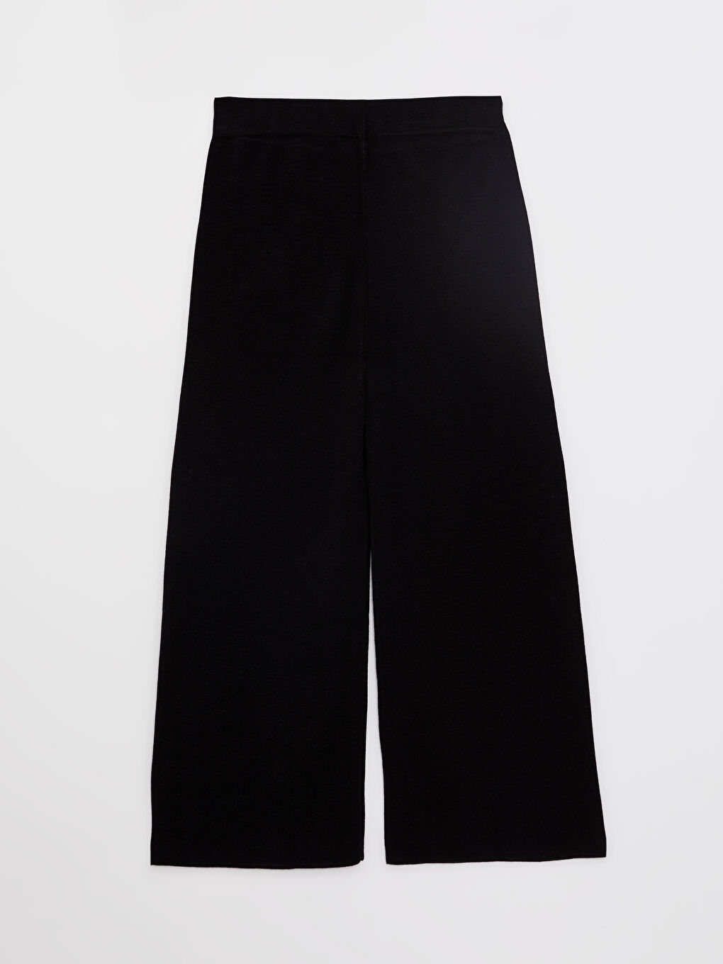 Siyah Kadın Beli Lastikli Düz Triko Pantolon-6