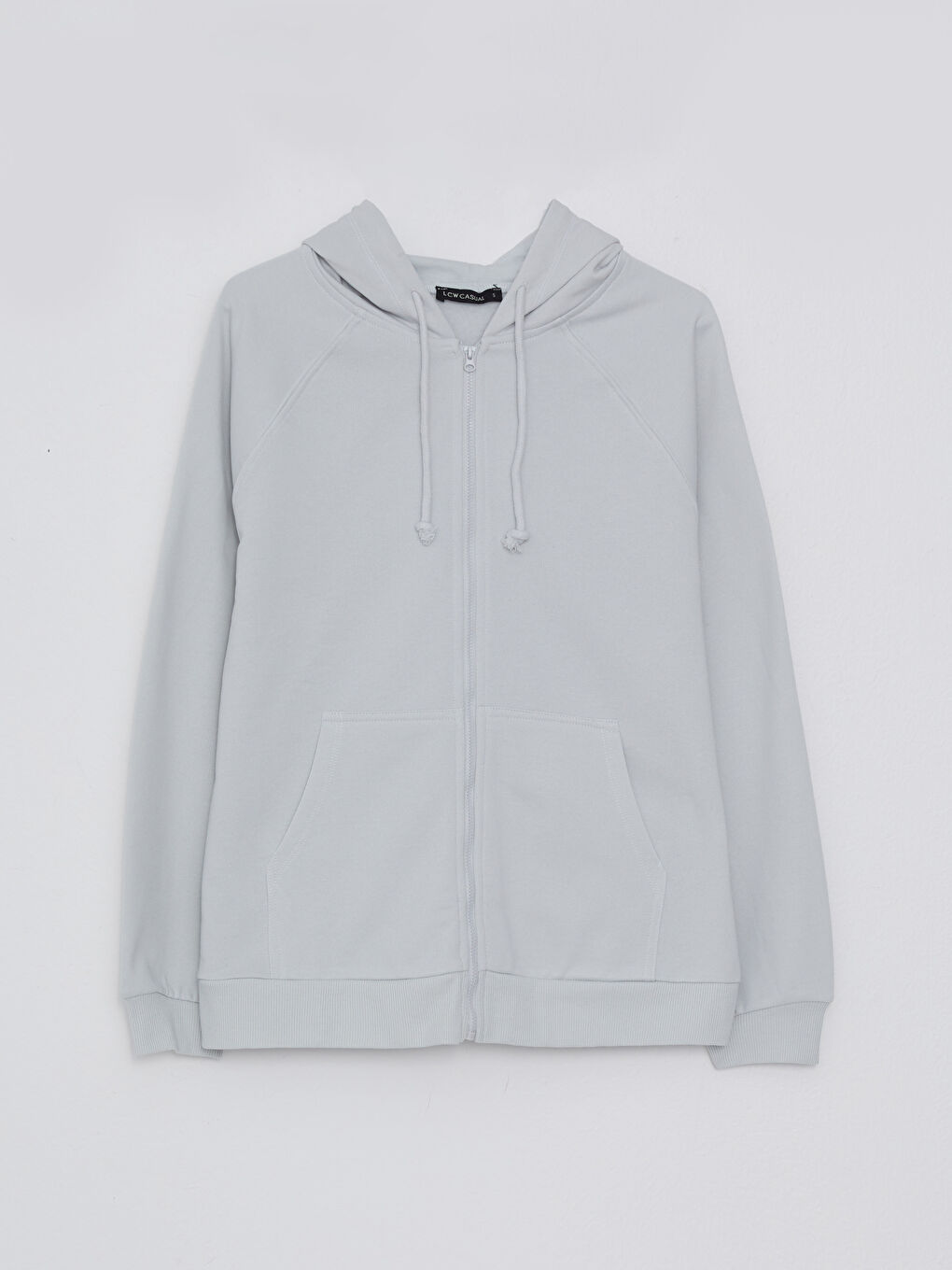 Gri Kapüşonlu Düz Uzun Kollu Kadın Spor Hırka-5