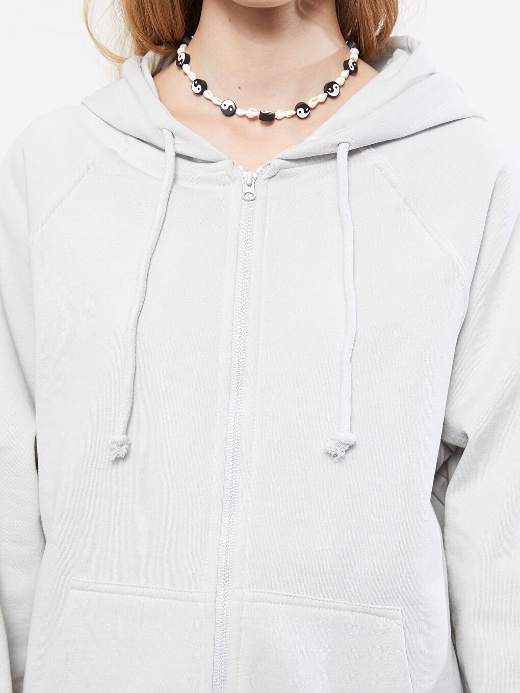 Gri Kapüşonlu Düz Uzun Kollu Kadın Spor Hırka-3