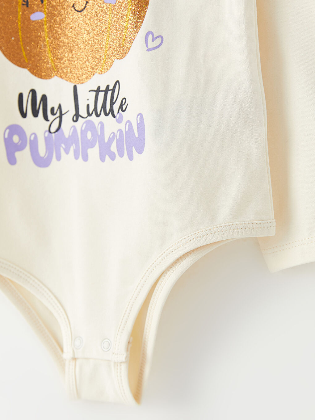 LCW baby Crew Neck Long Sleeve Printed Baby Girls' Snap Fastening Bodysuit -W2BQ62Z1-FRC