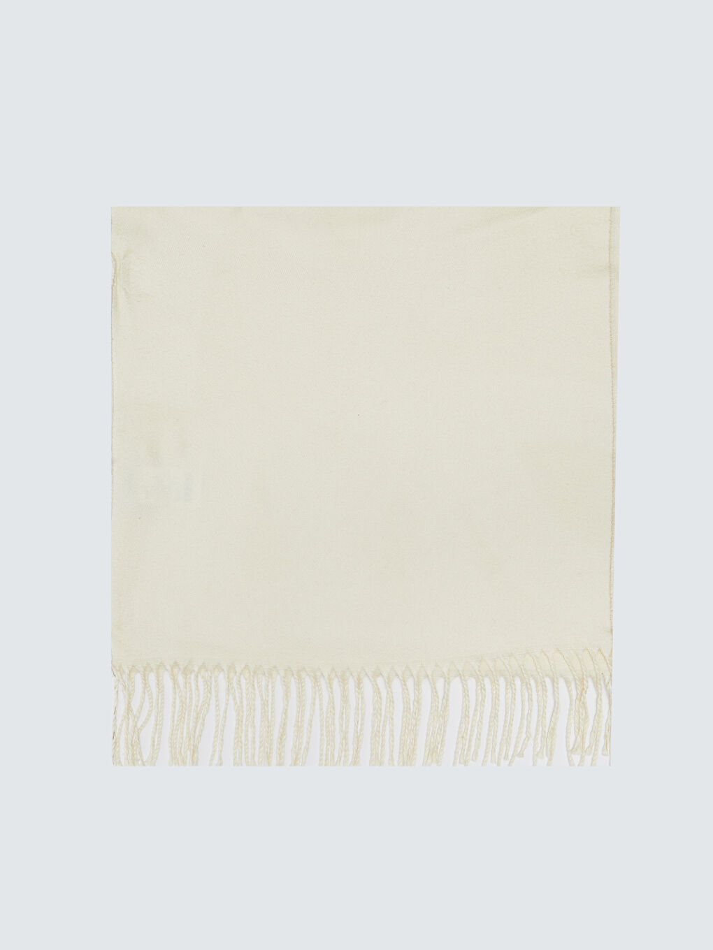 Ekru Düz Püsküllü Kadın Atkı-4