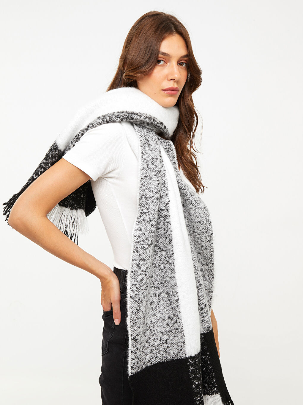 Striped Fringed Women's Scarf