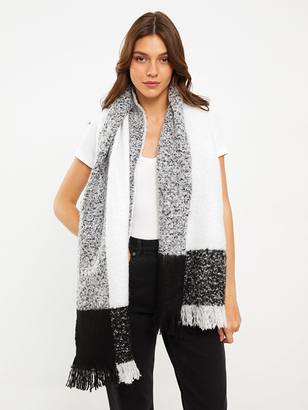 Striped Fringed Women's Scarf-2