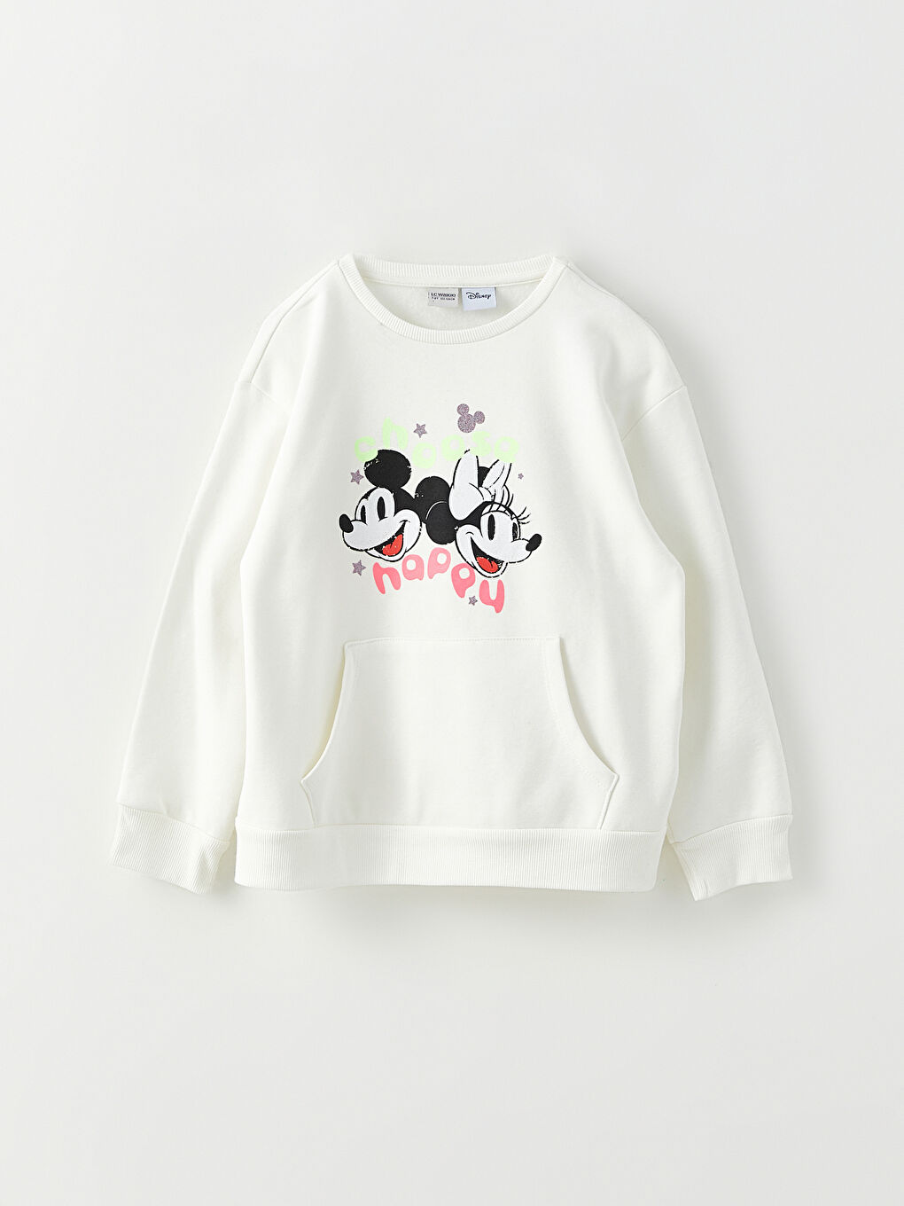 LCW Kids Crew Neck Minnie and Mickey Mouse Printed Long Sleeve Girls' Sweatshirt and Tracksuit Bottoms -W2BQ74Z4-R9J