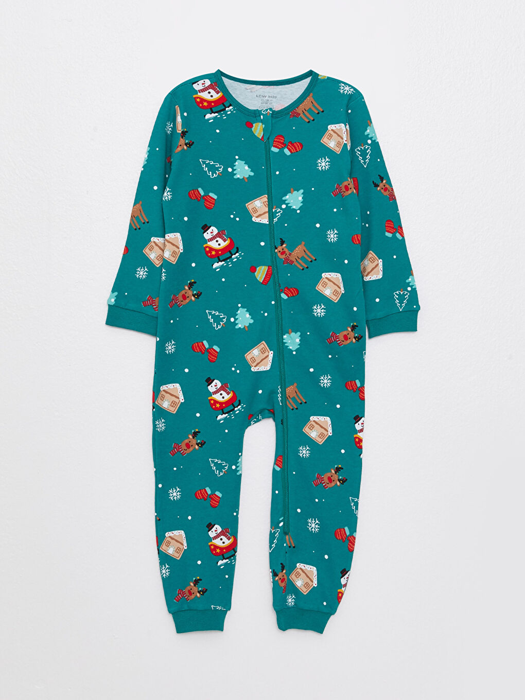 Crew Neck Long Sleeve New Year Themed Baby Boy Jumpsuit