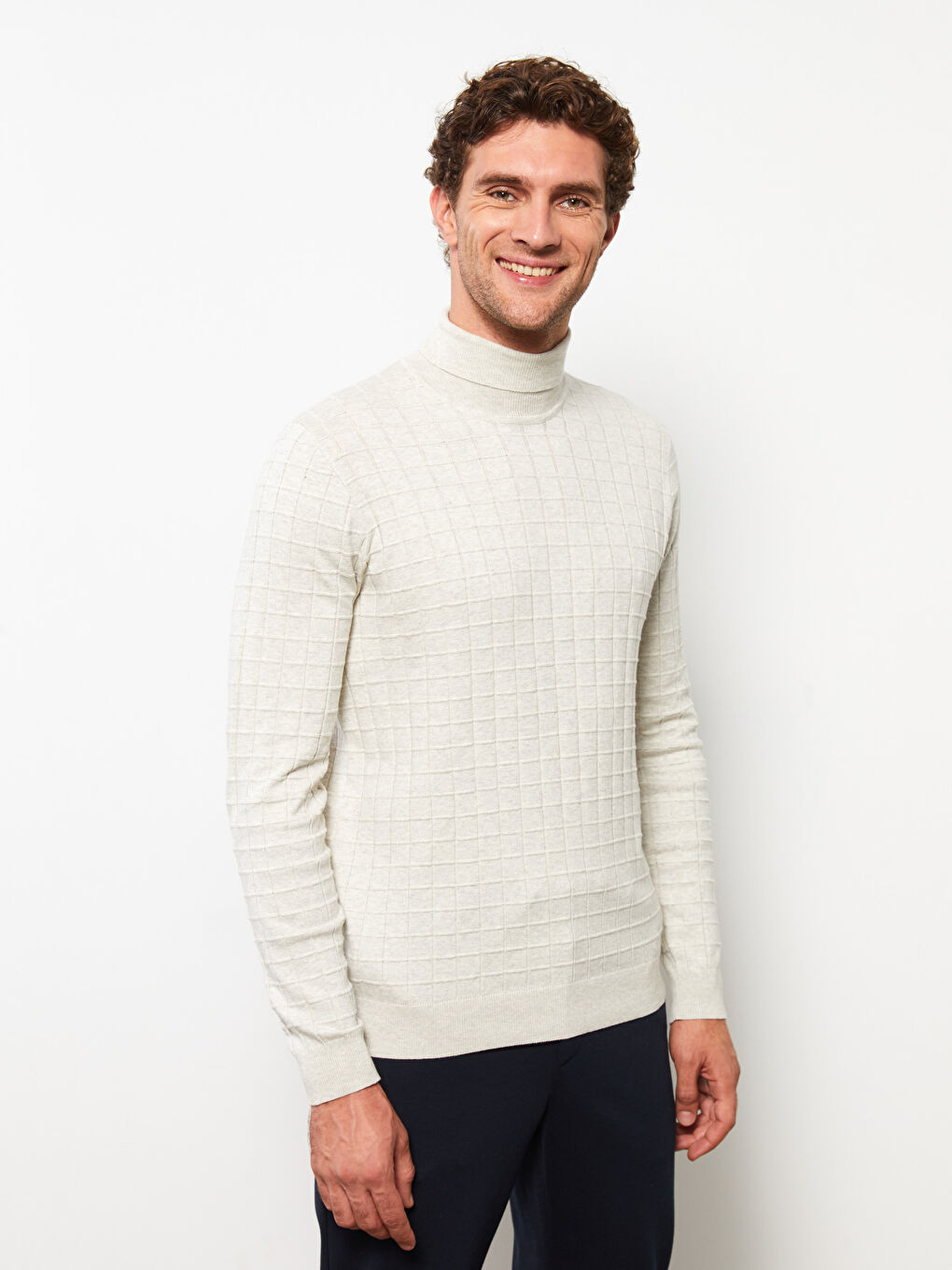 Turtleneck Long Sleeve Men's Knitwear Sweater-2