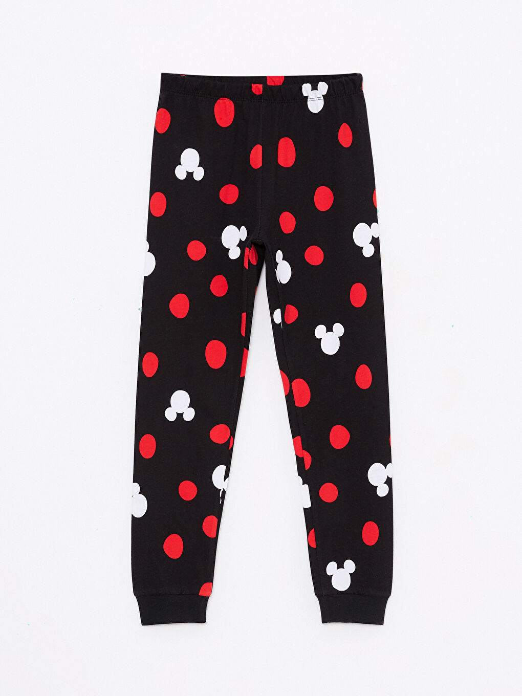 Kırmızı Bisiklet Yaka Minnie ve Mickey Mouse Baskılı Yılbaşı Temalı Uzun Kollu Kız Çocuk Pijama Takımı-2