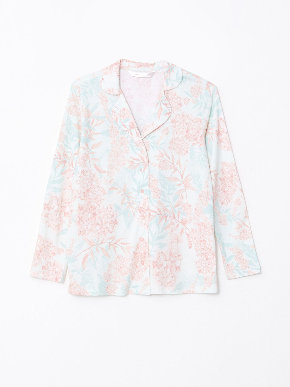 طقم بيجاما نسائي قطن بأكمام طويلة بنقشة ياقة قميص-6