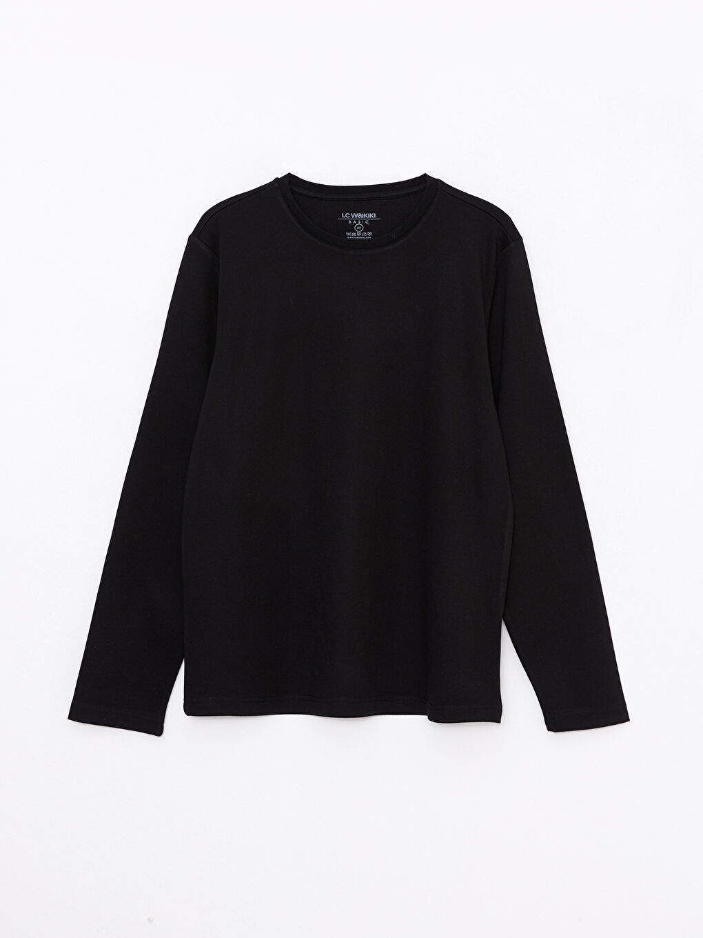 Siyah Bisiklet Yaka Uzun Kollu Erkek Tişört-5