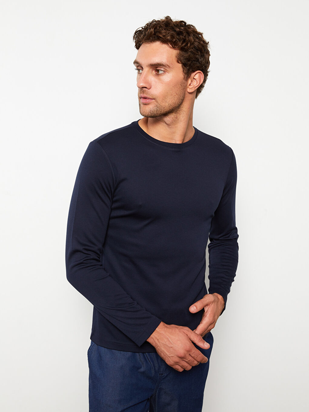 Crew Neck Long Sleeve Men's T-Shirt-2