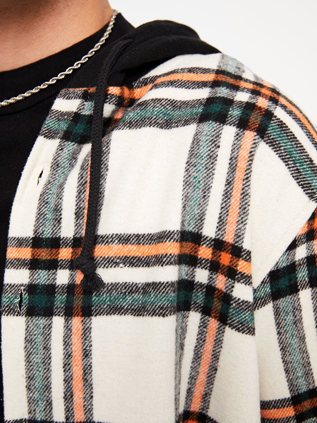 Turuncu Regular Fit Uzun Kollu Ekose Erkek Oduncu Gömlek Ceket-3