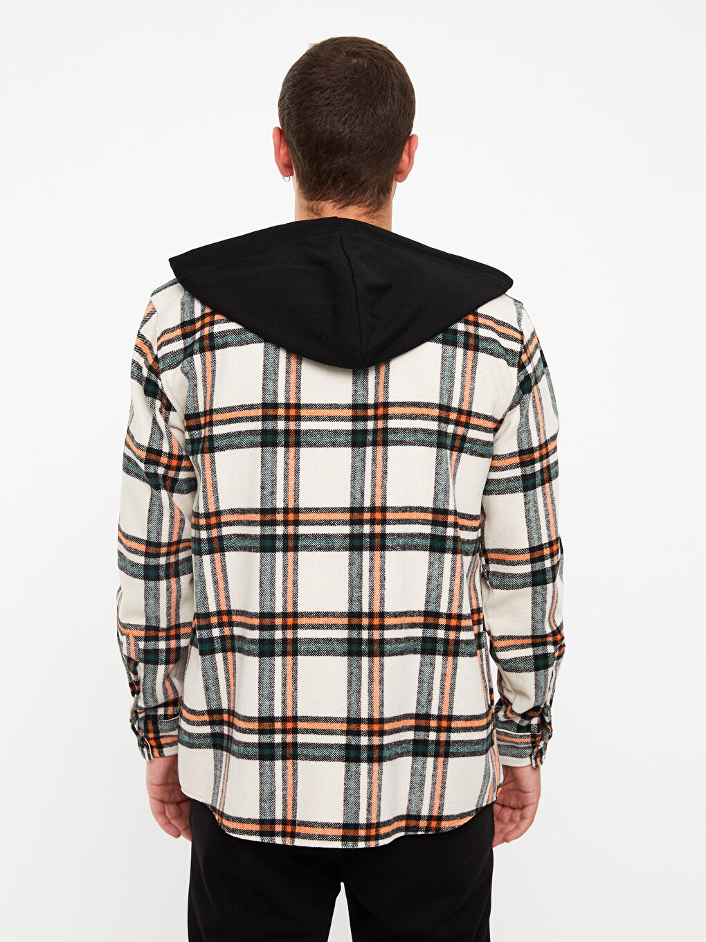 Turuncu Regular Fit Uzun Kollu Ekose Erkek Oduncu Gömlek Ceket-4