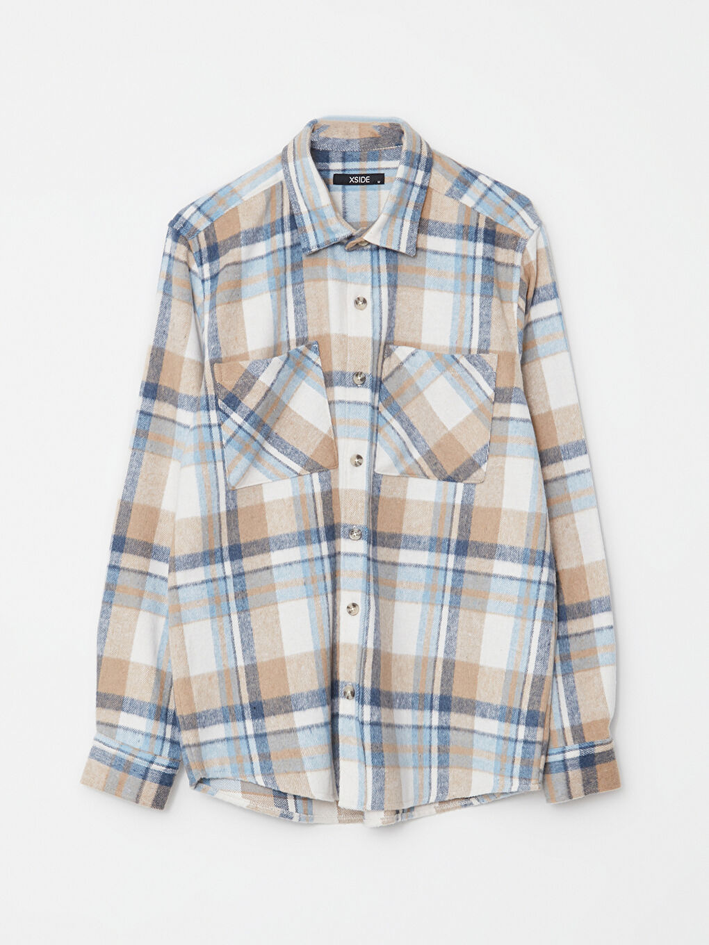 Bej Regular Fit Uzun Kollu Ekose Erkek Oduncu Gömlek-5