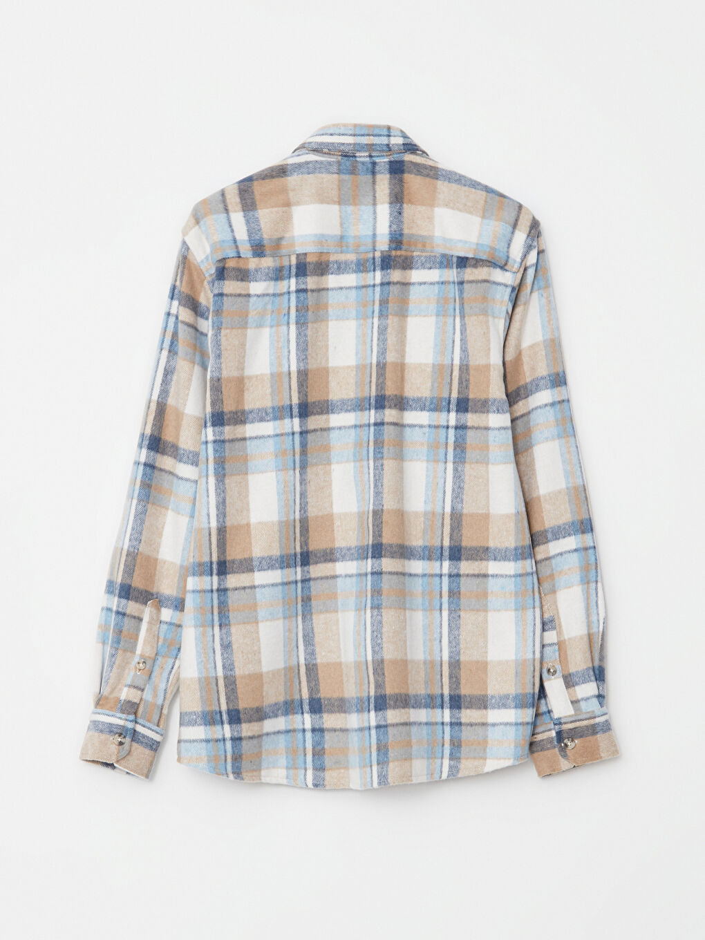 Bej Regular Fit Uzun Kollu Ekose Erkek Oduncu Gömlek-6