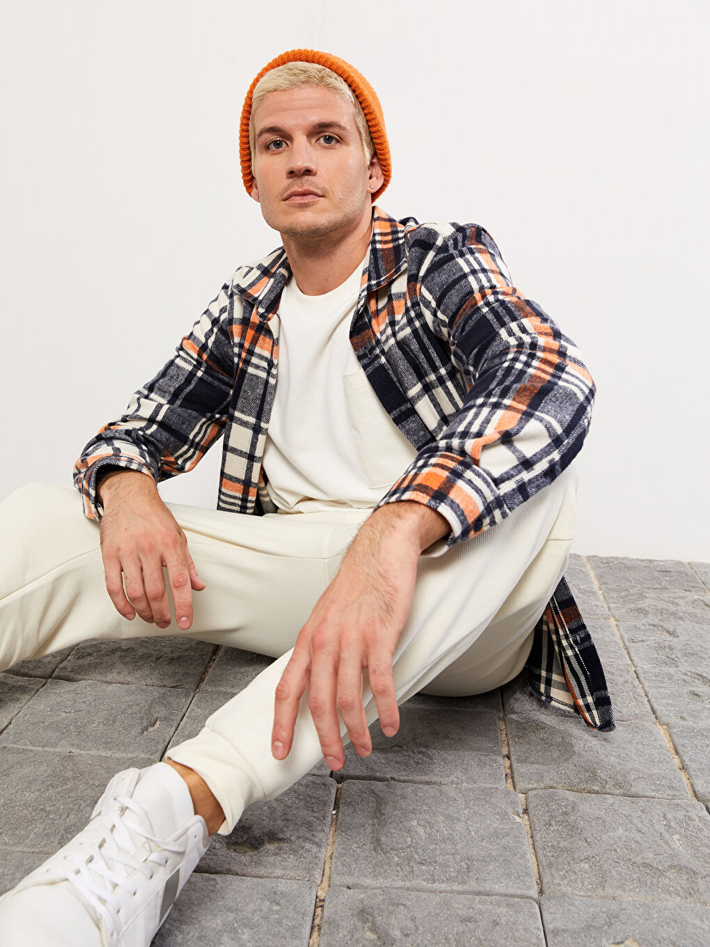 Chemise en flanelle à carreaux à manches longues coupe régulière pour hommes-1