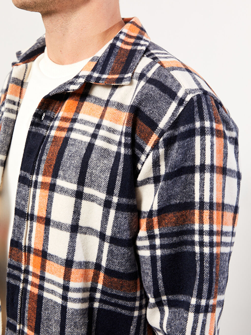 Chemise en flanelle à carreaux à manches longues coupe régulière pour hommes-3