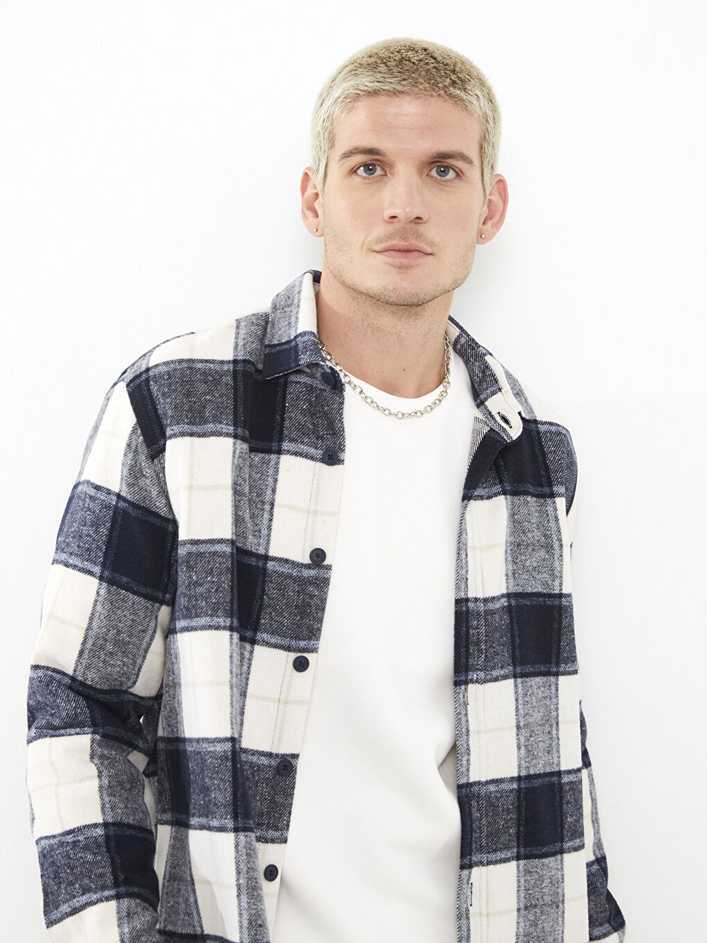 Regular Fit Long Sleeve Plaid Men's Flannel Shirt Jacket -W2BR40Z8-LN6