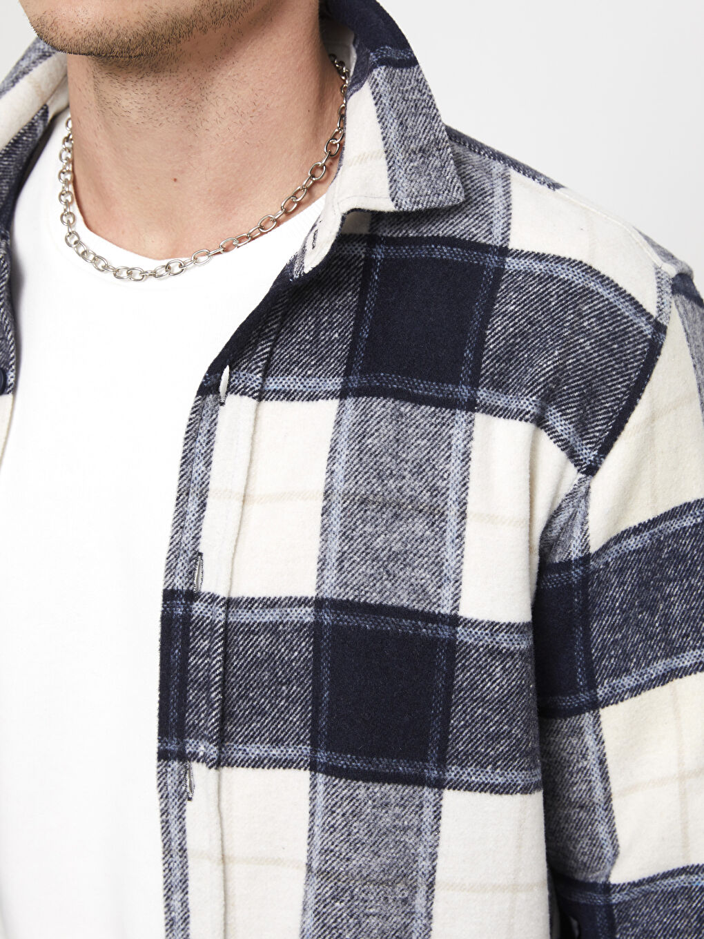 Regular Fit Long Sleeve Plaid Men's Flannel Shirt Jacket -W2BR40Z8-LN6