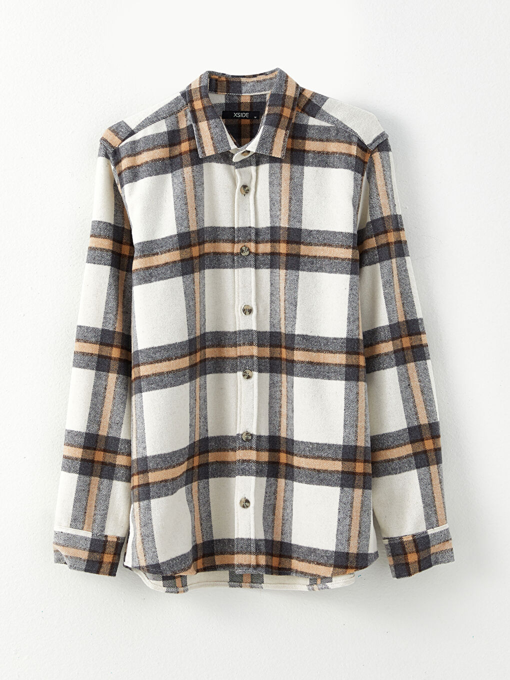 Bej Regular Fit Uzun Kollu Ekose Erkek Oduncu Gömlek-5