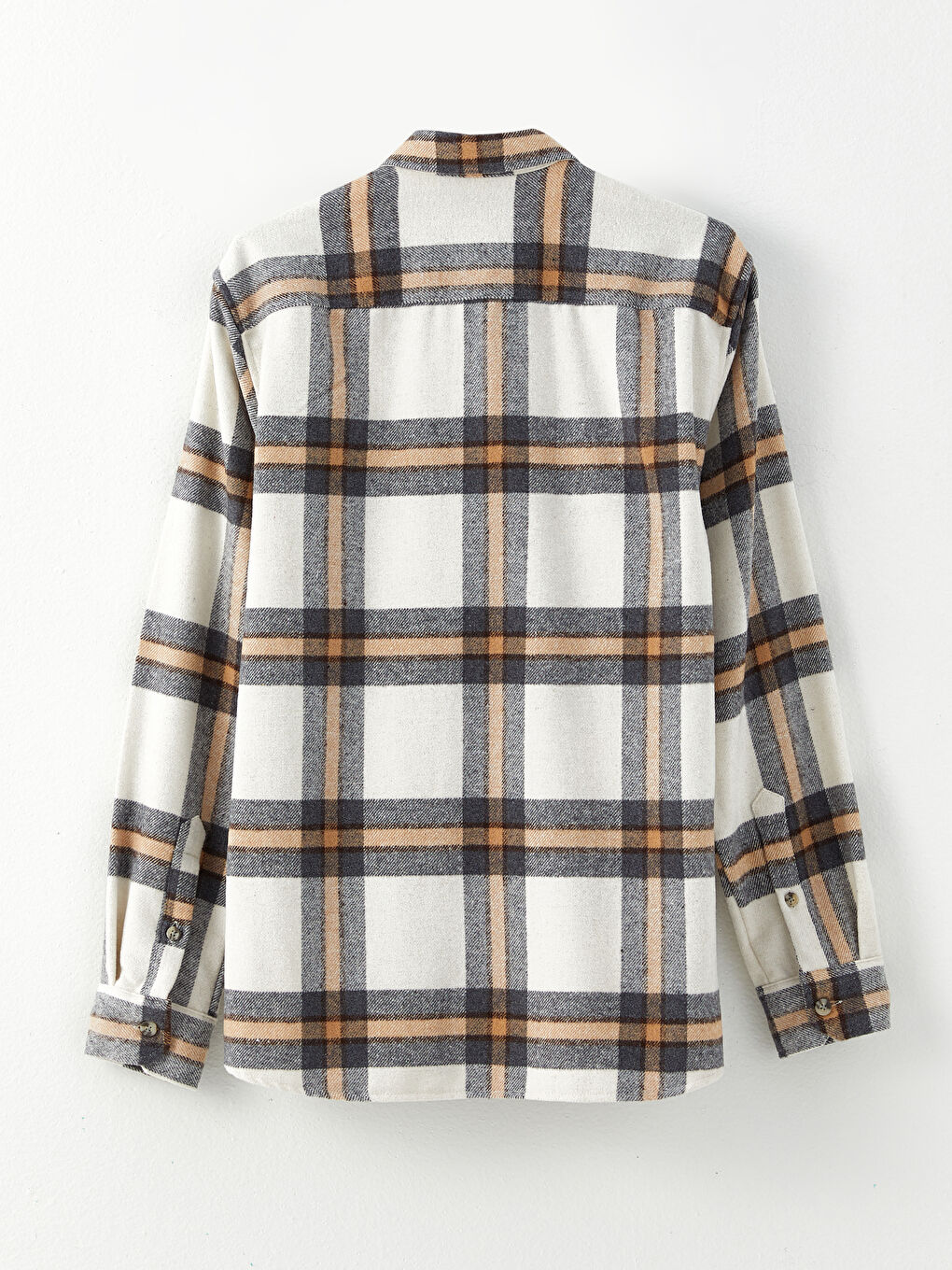 Bej Regular Fit Uzun Kollu Ekose Erkek Oduncu Gömlek-6