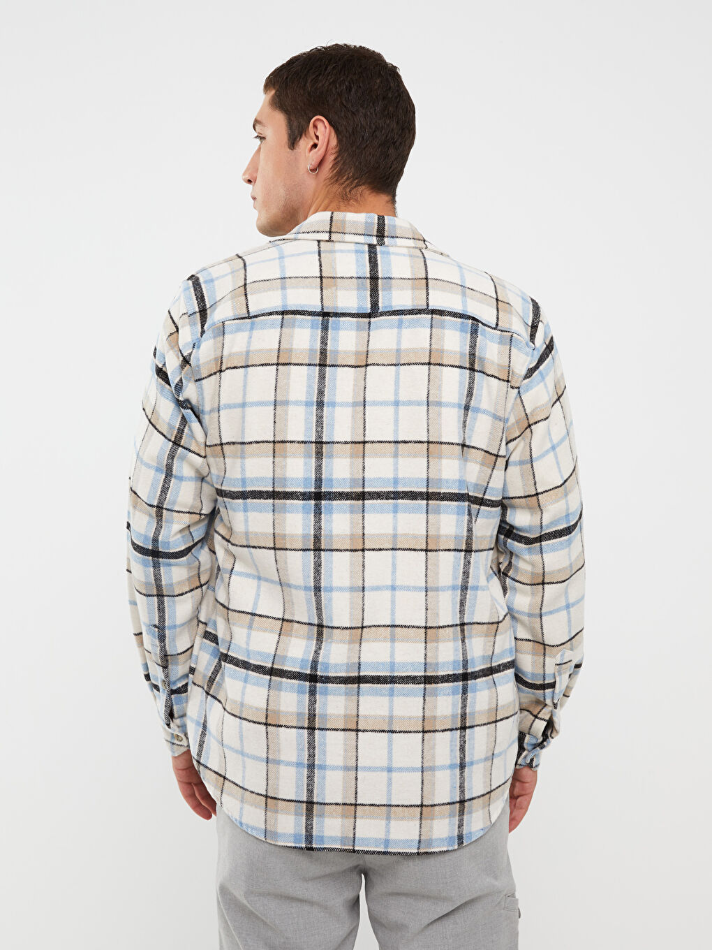 Regular Fit Long Sleeve Plaid Men's Flannel Shirt-4